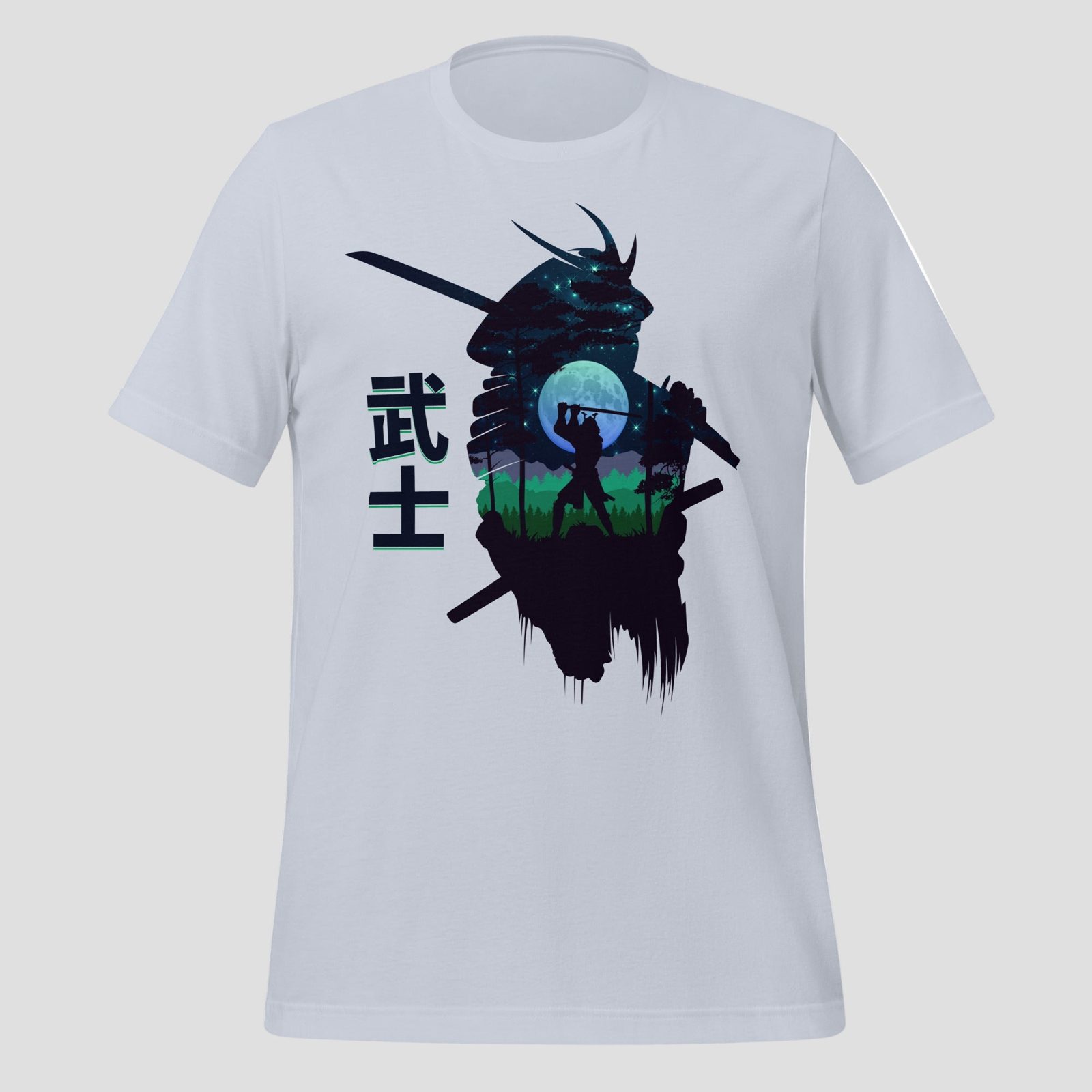 Moonlit Samurai T-Shirt, Light Blue