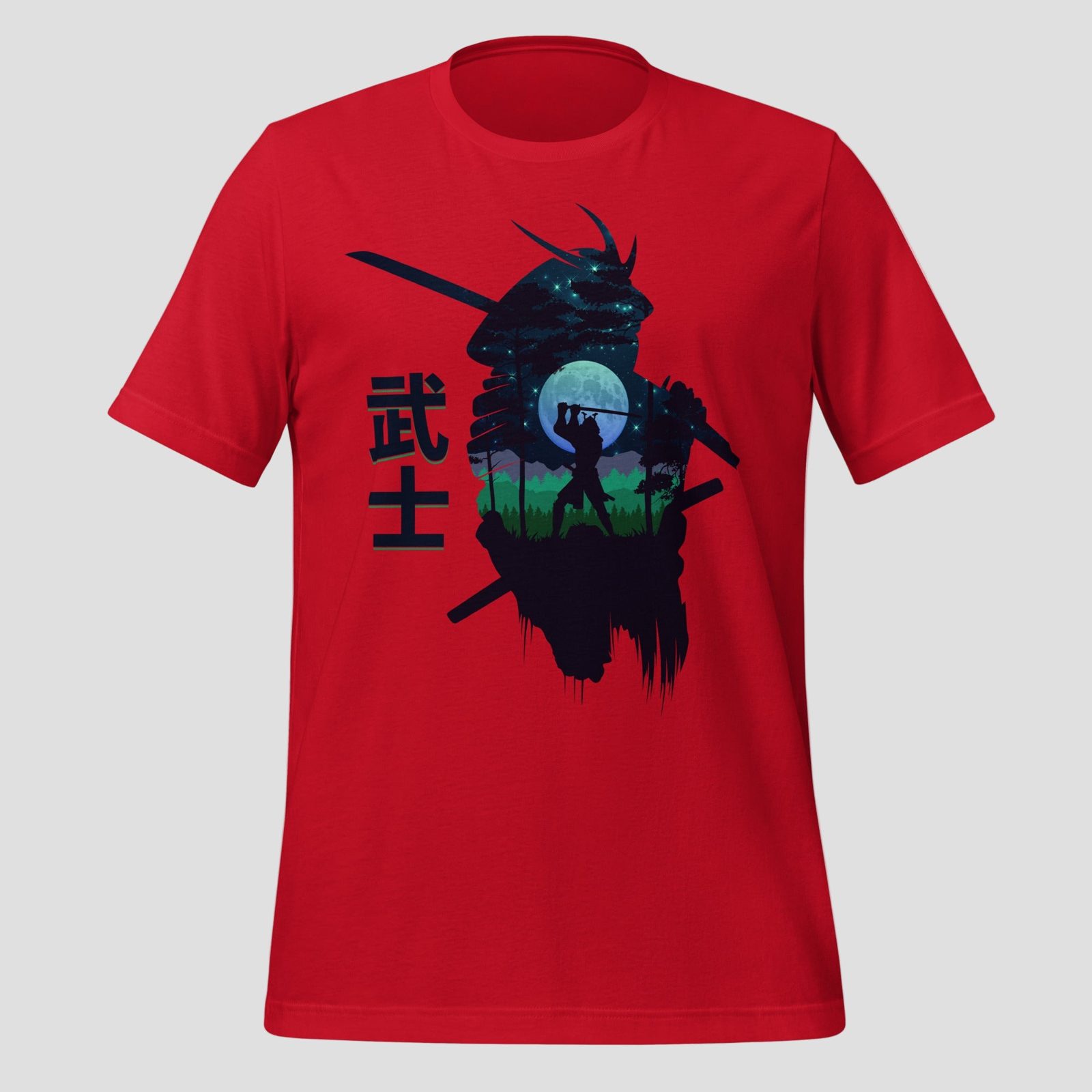 Moonlit Samurai T-Shirt, Red