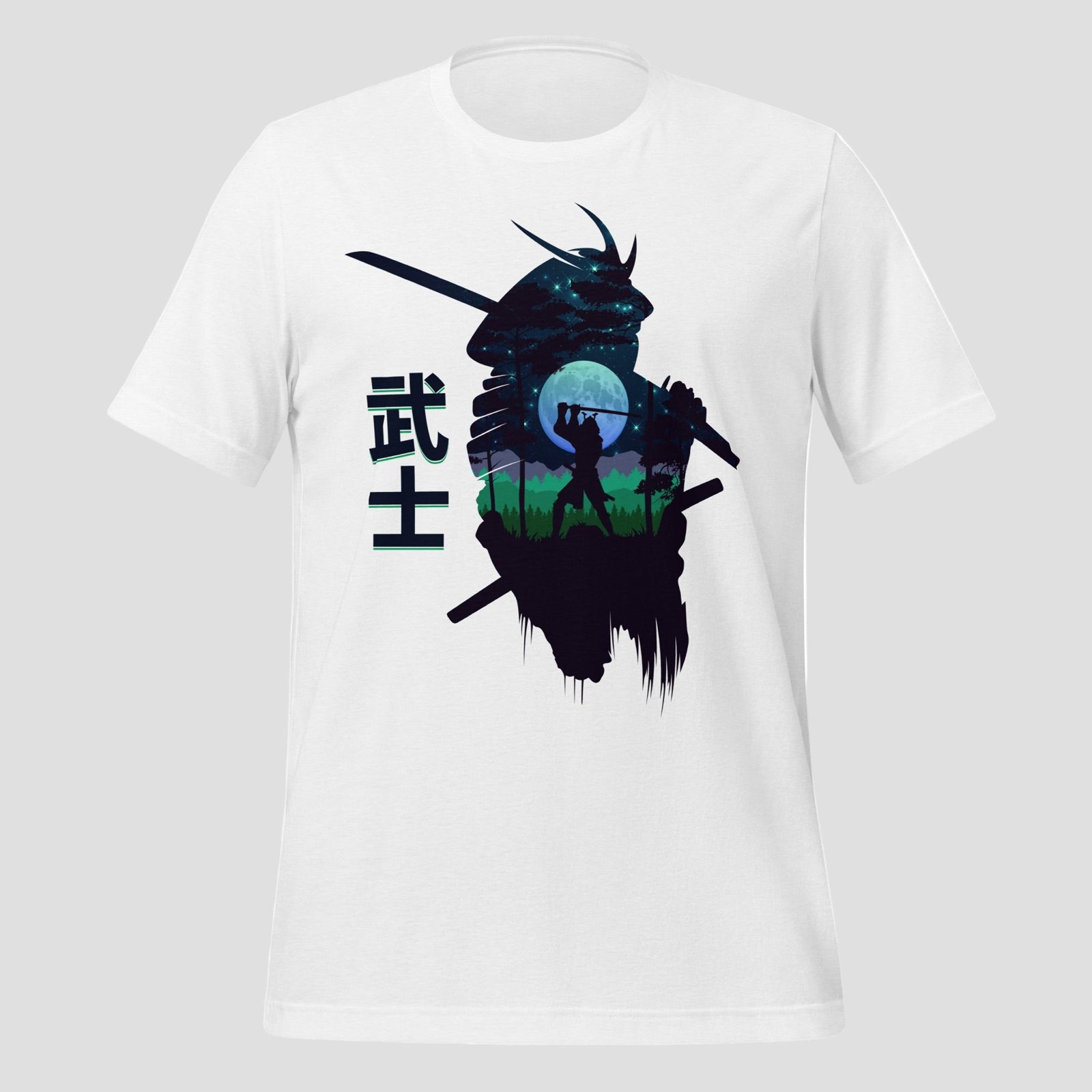 Moonlit Samurai T-Shirt, Solid White Blend